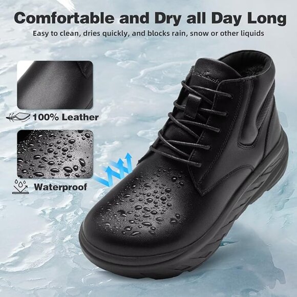 Men’s Orthopedic Diabetic Leather Mid Boots Wide Toe Box Arch Support 9.5W NWT - Picture 2 of 6